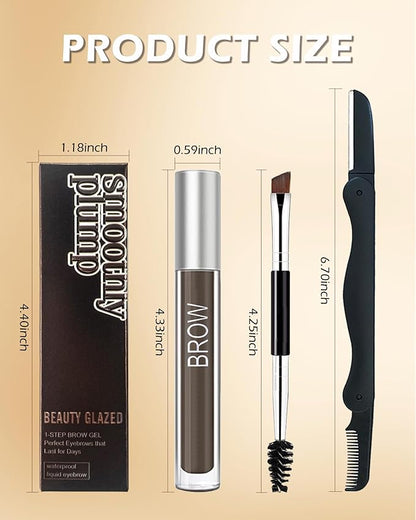 Waterproof Tinted Brow Gel- Blonde Tinted Thickening Eyebrow Gel, Brow Fast Sculpt Volumizing Eyebrow Glue, Long-Lasting Transfer-Proof Eyebrow Mascara Makeup, with Brow Razor & Brush (0.106 Oz)-03#