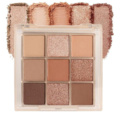 9 Colors Colorful Eyeshadow Palette Makeup,Rose Gold Brown Nude Matte Shimmer Neutral Eye Shadow Powder Palette,Highly Pigmented Naturing-Looking Long Lasting Waterproof