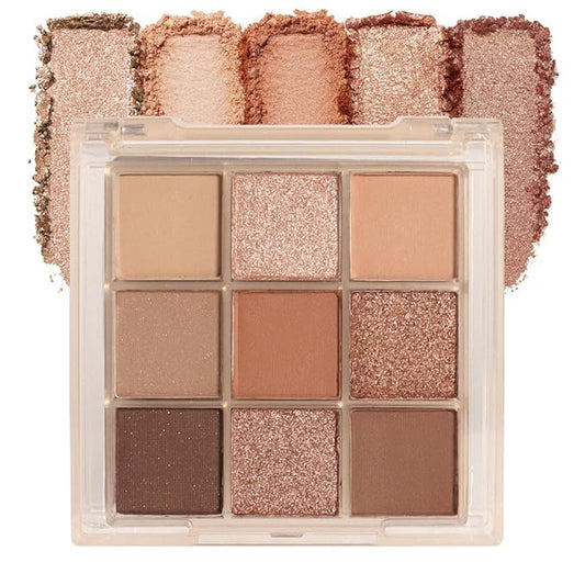 9 Colors Colorful Eyeshadow Palette Makeup,Rose Gold Brown Nude Matte Shimmer Neutral Eye Shadow Powder Palette,Highly Pigmented Naturing-Looking Long Lasting Waterproof