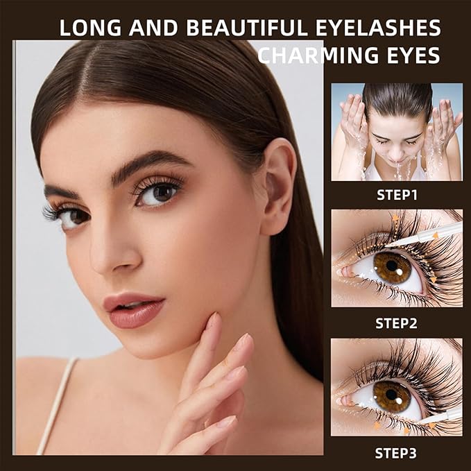 Eyelash Growth Serum for Thickness & Length, Enhances Lash Extensions, Also Promotes Brow Growth