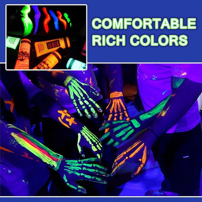 Glow in the Dark Face & Body Paint Set - 6 Colors, Professional Kit for Party, Cosplay, Blacklight Glow SFX Makeup, 10 ml