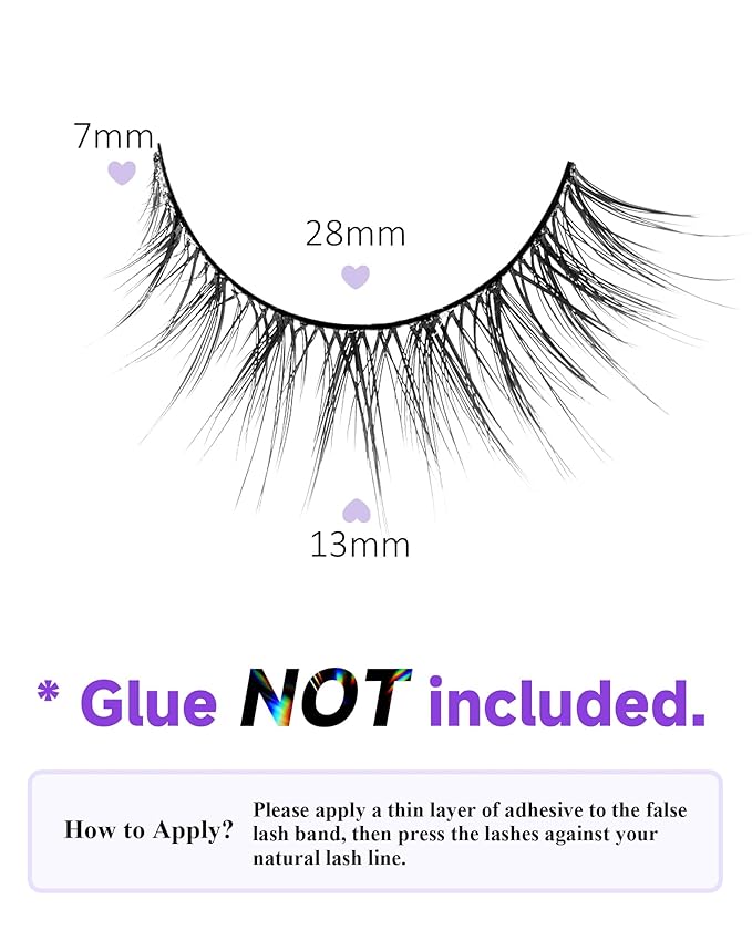Natural Lashes Wispy Eye Lashes Pack Natural Eyelashes False Eyelashes Natural Look Fake Lashes for Small Eyes 13mm K36