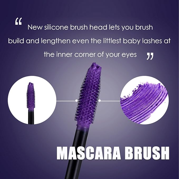 Purple Volumizing Mascara&Eyeliner Set,5D Length Colored Mascara,Long-Lasting&Smudge-Proof No Clumping,Longwear Fiber Waterproof Mascara for Women Eye Makeup