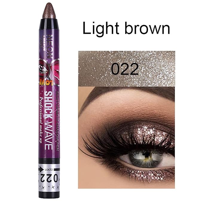 Vtrem 4 Colors Red Copper Light Brown Shimmer Glitter Eyeshadow Pen Lip Pen 2-in-1 Lying Silkworm Highlighter Eye Shadow Pen Waterproof Long Lasting Eye Shadow Set Pen Eyeliner Kit