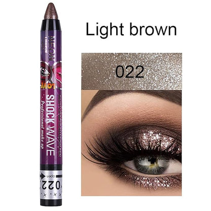 Vtrem 4 Colors Red Copper Light Brown Shimmer Glitter Eyeshadow Pen Lip Pen 2-in-1 Lying Silkworm Highlighter Eye Shadow Pen Waterproof Long Lasting Eye Shadow Set Pen Eyeliner Kit