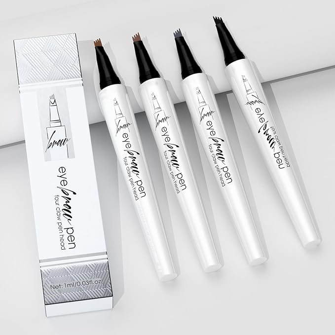 Tattoo Eyebrows Waterproof,2024 New 3D Waterproof Eyebrow Pencil,Eyebrow Pencil with Micro-Fork Tip for Women,Microblading Eyebrow Pen 4 Fork Tip Tattoo Pencil, (Dark brown)