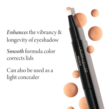 LAURA GELLER NEW YORK Waterproof Eye Spackle Eyeshadow Primer + Swipe-n-Line Dual-Ended Eyeshadow and Eyeliner Stick, Earthy (Taupe-Green/Warm Green)