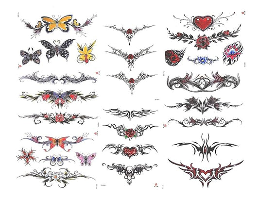 types of flowers, sexy temporary tattoo stickers and fake tattoos that look real and last long are suitable for girls, women or adults(6 * 8.3 inches,29 sheet temporary tattoo stickers)