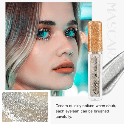 Glitter Color Mascara, Corleone Shimmer Sparkle Mascara glitter mascara for eyelashes,Eyeliner Charming Longlasting Mascara for Eyelash Eye Makeup (Black)