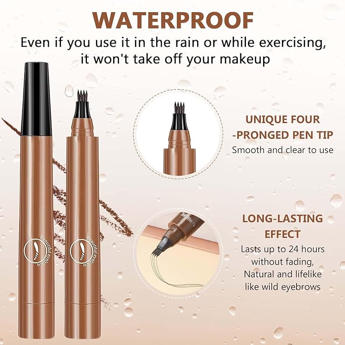 Magic Eyebrow Pencil,2024 New 3D Waterproof Microblading Eyebrow Pencil Contouring Pen,4 Tipped Precise Brow Pen,Fine Stroke Microblading Eyebrow Pencil Natural Makeup Effec((5 Color)