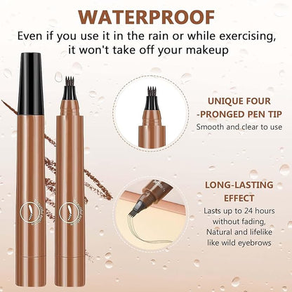 Magic Eyebrow Pencil,2024 New 3D Waterproof Microblading Eyebrow Pencil Contouring Pen,4 Tipped Precise Brow Pen,Fine Stroke Microblading Eyebrow Pencil Natural Makeup Effec((5 Color)