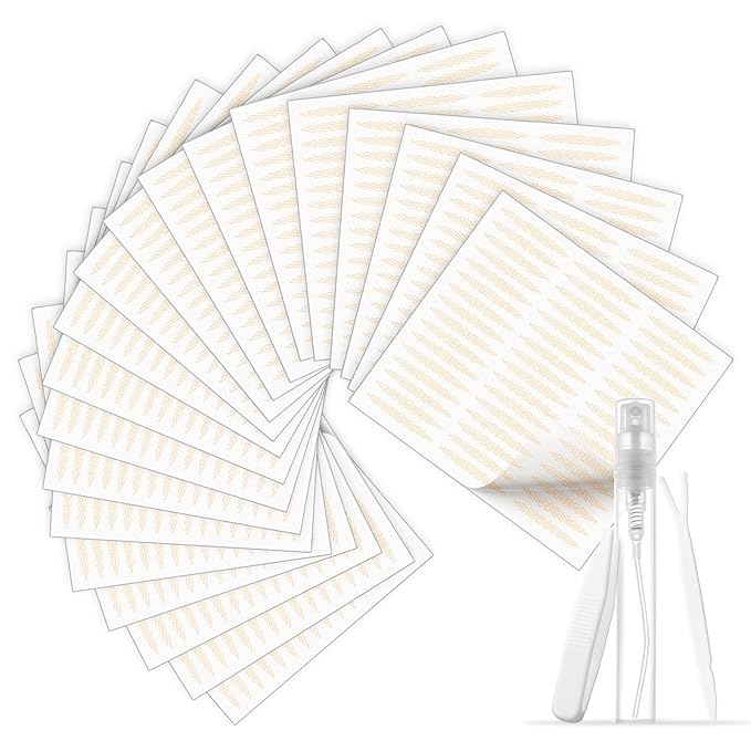 960 Pcs Double Eyelid Tape Invisible Breathable Eyelid Tape Lifter Strips for Hooded Eyes Natural Long-Lasting Lace Double Eye Lid Sticker with Tools - 20 Sheets Olive Shape