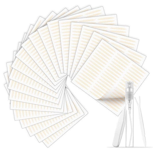 960 Pcs Double Eyelid Tape Invisible Breathable Eyelid Tape Lifter Strips for Hooded Eyes Natural Long-Lasting Lace Double Eye Lid Sticker with Tools - 20 Sheets Olive Shape