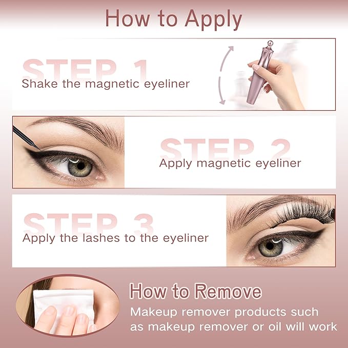 Newcally Magnetic Eyelashes with Eyeliner Kit Reusable Wispy Lashes Natural Look Magnetic Lashes Kit C-curly No Glue Needed 5 Pairs False Lashes with Magnetic Eyeliner & Tweezers