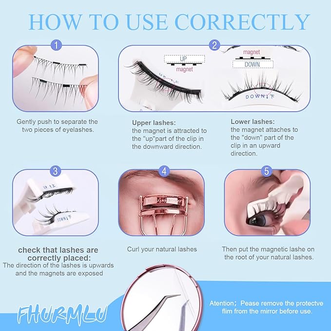 Elara Craft Magnetic Eyelashes with Applicator,Reusable Magnetic Eyelashes Natural Look,Easy to Wear and Remove Soft Lashes kit No Glue or Liner Needed(Fuller)