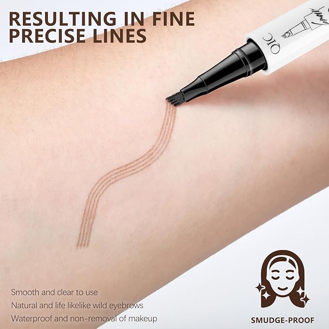 Eyebrow Pen Waterproof Eyebrow Pencil Natural Simulation Eyebrow Pencil for women's professional makeup with 4 Fork Tip for Natural-Looking Hair-Like Defined Brows, Last All-Day (Dark Brown)