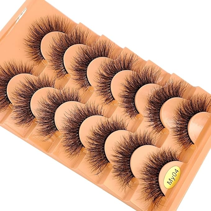 HBZGTLAD NEW 7pairs Cat eye Eyelashes 3D Natural False Lashes 5d Fluffy Soft Cross Manga Lashes Wispy Natural Eyelash Extension Makeup (MY-04)