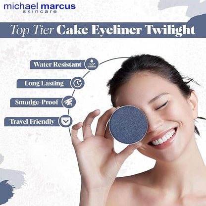 michael marcus Makeup Cake Eye Liner (Twilight) - Water Activated Dry Pressed, Long-Lasting, Vibrant Color & Smudge Resistant Eyeliner - Cruelty & Paraben Free - For Beginner & Pro Makeup Artist
