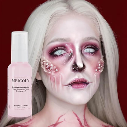 MEICOLY Pastel Pink Face Body Paint,2.1Oz Smudge-proof Face Paint,Water Based Washable Full Body Paint for Adults and Kids,Face Painting for Halloween SFX Special Effects Costume Cosplay Makeup