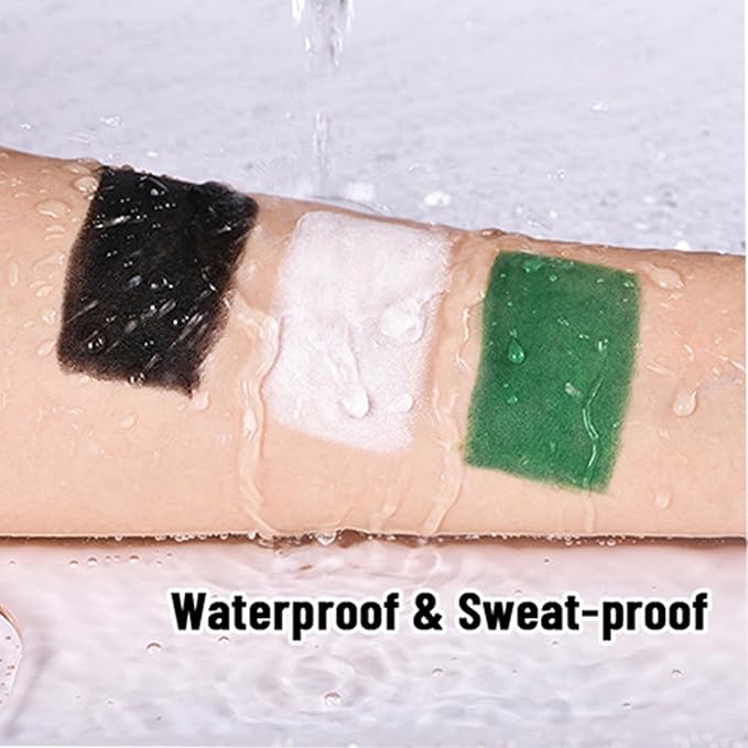 MEICOLY 7Pcs Black White Green Face Body Paint Stick Set with Setting Powder and Sponges,Clown Black White Face Paint,Green Body Paint for Halloween SFX Cosplay Makeup,Waterproof