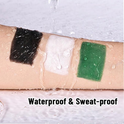 MEICOLY 7Pcs Black White Green Face Body Paint Stick Set with Setting Powder and Sponges,Clown Black White Face Paint,Green Body Paint for Halloween SFX Cosplay Makeup,Waterproof