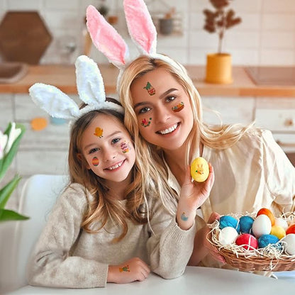 Easter Temporary Tattoos for Kids, Easter Egg and Bunny Fake tattoo for Boys and Girls,Easter Basket Stuffers