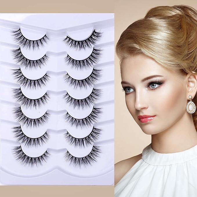 Cat Eye Natural Lashes Wispy False Eyelashes Short Fluffy Fake Lashes - 7 Pairs, ZG71
