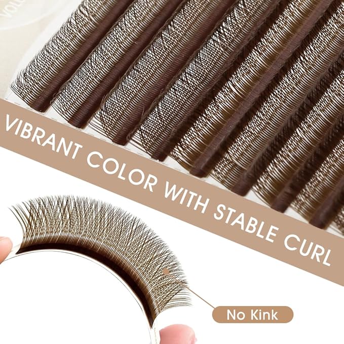 YY Eyelash Extension 0.07mm D Curl 8-14mm Mixed Tray Lash Supplies Premade Fans Y Shape Volume Lash 12 Rows Premium Faux Mink Lash Extensions (8-14 MIX, Brown;0.07 D)