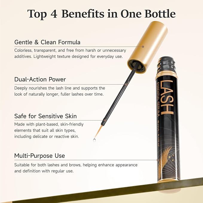 Nourishing Lash & Brow Serum – Enhances the Look of Fuller, Longer Eyelashes and Eyebrows – Gentle Formula for Sensitive Eyes – Vegan & Cruelty-Free – 0.17 fl oz (Pack of 2)