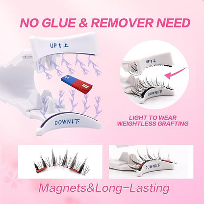 Reusable Magnetic Lashes Natural Look Magnetic Eyelashes without Eyeliner No Glue Needed False Eyelashes Magnetic Lashes Kit with Applicator