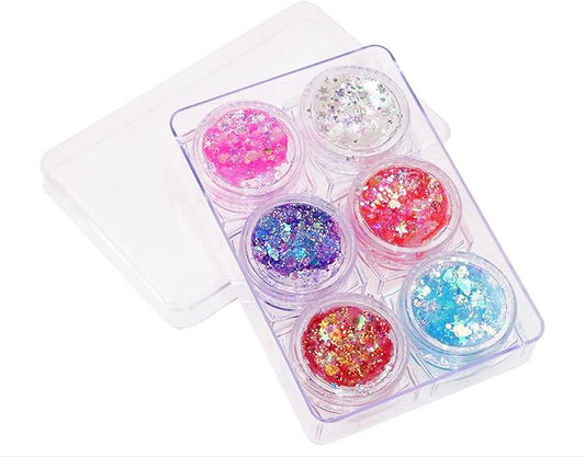 Penta Angel 6 Colors Body Glitter Chunky Mermaid Makeup Face Eye Hair Sequin Glitter Gel for Men Women Girls Halloween Christmas Festival Accessories (Basic Color)