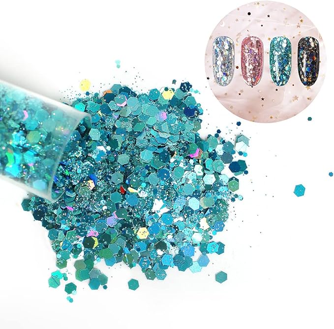 Holographic Chunky Glitter, Set of 36 Colors Craft Glitter Sparkle Sequins, Cosmetic Glitter Flake for Epoxy Resin, Body, Face, Eye, Nail Arts, Slime Making, Wedding Festival Party Decoration