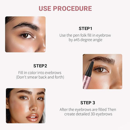 2024 New Eyebrow Microblading Pen, New 3D Waterproof Microblading Eyebrow Pencil Contouring Pen, 4-Tipped Precise Brow Pen, Long-Lasting Natural Fine Stroke Eyebrow Pen (a-black)