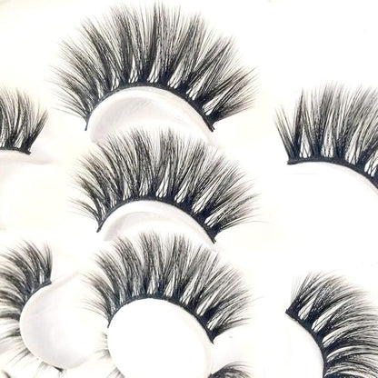 Sunniess False Eyelashes 8D Faux Mink Lashes 100% Handmade Reusable Natural Look Fake Eye lashes Cat-Eye Fluffy Wispy Lashes Dramatic Long Thick Volume Soft Lashes Packs (5D-03)