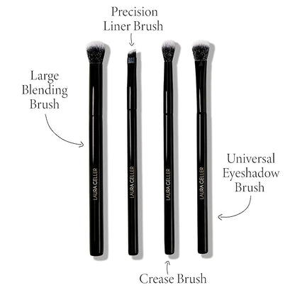 LAURA GELLER NEW YORK Shadow Skills Eyeshadow Professional Vegan Makeup Brush Set | Apply Eyeshadow & More - Pack of 4