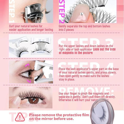 Elara Craft Magnetic Eyelashes, Magnetic Eyelashes with Applicator Natural, Soft Magnet Lashes Natural Look, Reusable Glue-free False Eyelashes Series (Nature Series(EA10+EM10))