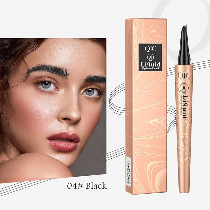 Eyebrow Pencil,Waterproof Microblade Eyebrow Pen,Liquid Waterproof Eyebrow Pencil,Smudge-Proof Brow Pencil Long-Lasting, Natural Looking Eye Makeup Eyebrow Pen(04# Natural Black)