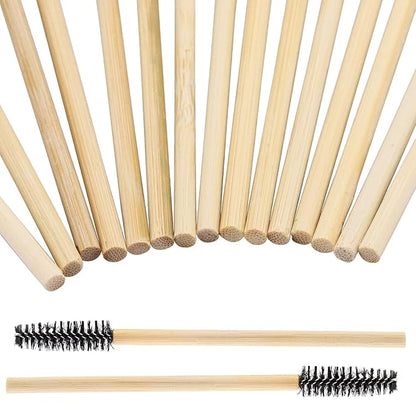 Tbestmax 300 Disposable Mascara Wands Eyelash Brush Spoolies for Eye Lash Extension Eyebrow Bamboo Stick Black