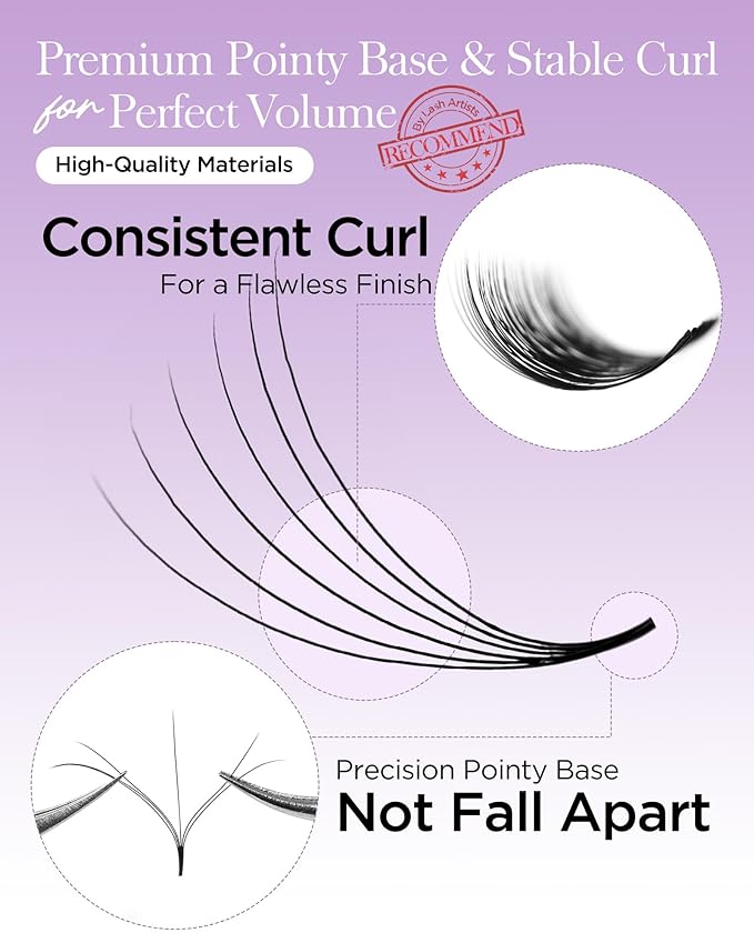 BEYELIAN Premade Lash Fans, 320 Fans Pre Made Fans Volume Lash Extensions 3D 6D 8D 10D 12D 20D 0.07 C/D Curl Save Time Eyelash Extensions for Professional Salon, 8-15mm MIX Easy to Use (6D-0.07-D)