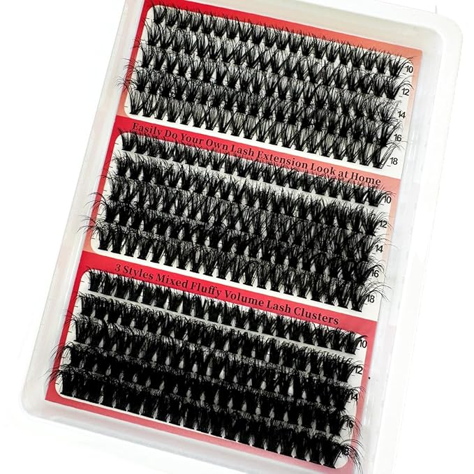 HBZGTLAD Fluffy Cluster Lashes 40D60D80D100D120D Natural Thick Eyelash Clusters D Curl Individual Lashes DIY Eyelashes Extension (300pcs 40+60+80D)