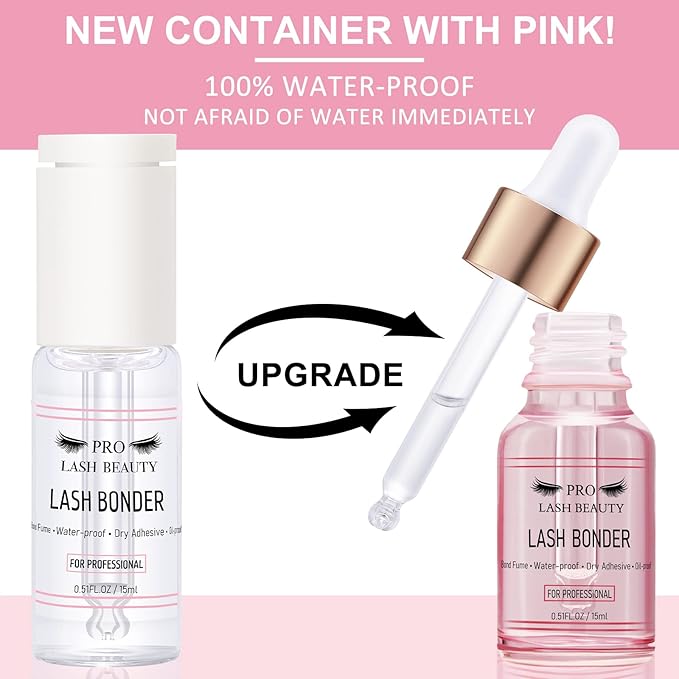 Lash Bonder for Eyelash Extensions Super Bonder Glue Accelerator with 10Pcs Cotton Swab Lash Extension Sealant Longer Retention Waterproof Oil-Proof Special Dropper Design for Dose Control(Rose,15ml)