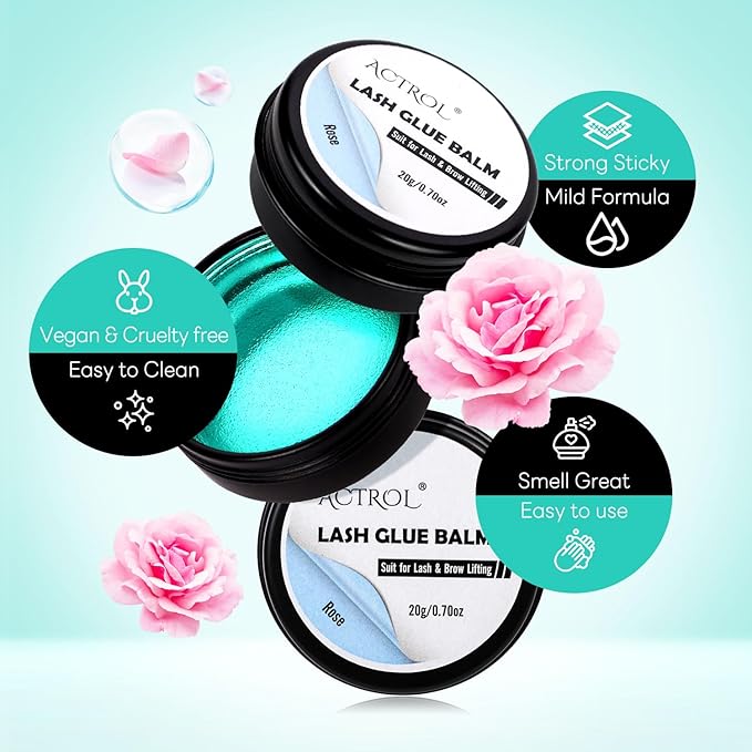 Lash Lift Glue Balm Eyelash Lifting Perm Blue Rose Strong Hold Lash&Brow Perm Glue Balm Brow Adhesive Powerful Sticky Brow Lamination 0.71Oz/20G