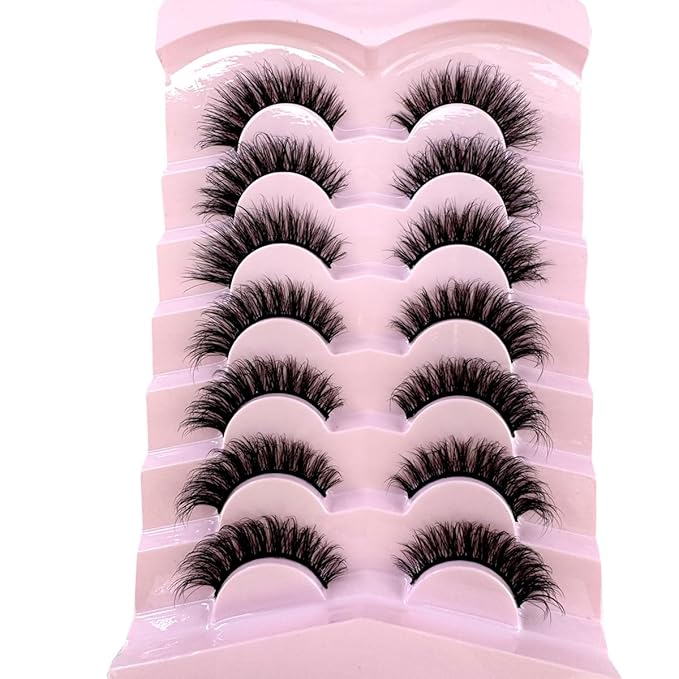 HBZGTLAD New 7 Pairs False Eyelashes Wispy Lashes Natural Look Fake Eyelashes Cat Eye Lashes Faux Mink Fluffy Strip False Lashes Pack (G98)