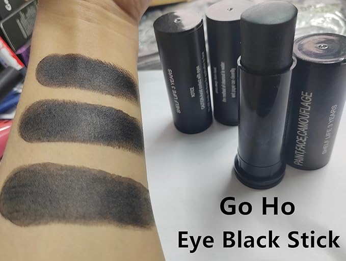 Go Ho 3PCS Eye Black Sticks for Sports,Eyeblack Baseball Face Paint,Softball/Baseball Accessories,Football Stick Eye Strips,Black Face Body Paint for Halloween Makeup