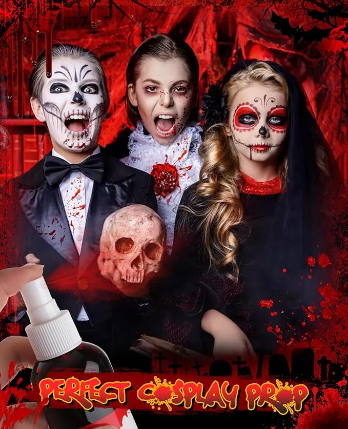 Fake Blood Spray Halloween Party Favors Washable Makeup Kit Zombie Vampire Accessories Costumes for Woman Skin Friendly Girls