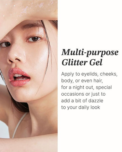 Glint Glitter Gel (Rum N Sugar, 0.13oz)& Stick Highlighter (Dewy Moon, 0.24oz) - Multi-Use Body Makeup for Eyes, Cheeks, Body, and Hair by LG Beauty. Rich Pigment, Long-Lasting Sparkle/Glitter for Par