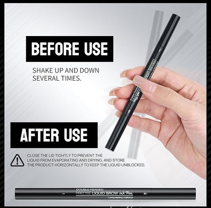 Eyebrow Pencil Brow Pen - 2-Pack 2-IN-1 Dual-Ended Eye Brow Pencils 2-Fork-Tip Microblading Eyebrow Pen for Women Waterproof Eyebrow Pen with Brow Brushes Light Brown ＆ Brown