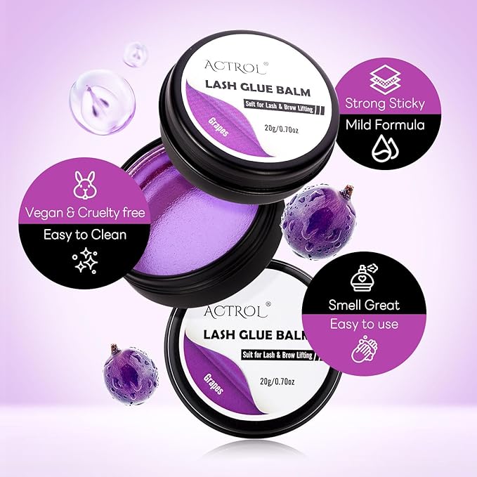 Lash Lift Glue Balm Eyelash Lifting Perm Purple Grapes Strong Hold Lash&Brow Perm Glue Balm Brow Adhesive Powerful Sticky Brow Lamination 0.71Oz/20G