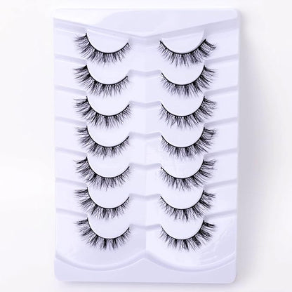 Cat Eye Natural Lashes Wispy False Eyelashes Short Fluffy Fake Lashes - 7 Pairs, ZG93
