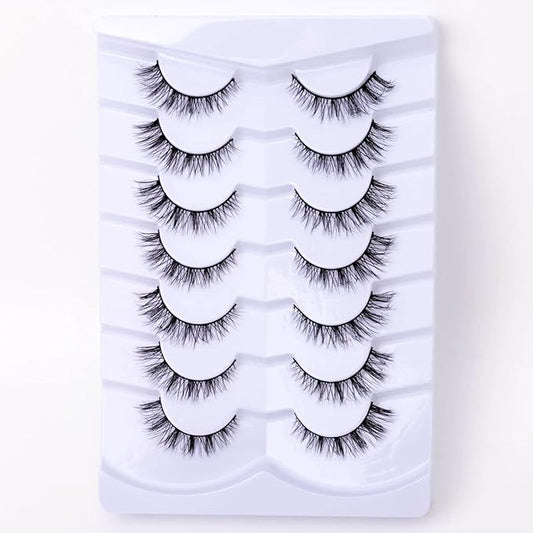 Cat Eye Natural Lashes Wispy False Eyelashes Short Fluffy Fake Lashes - 7 Pairs, ZG93